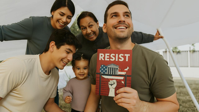 Family reviewing an immigration information guide